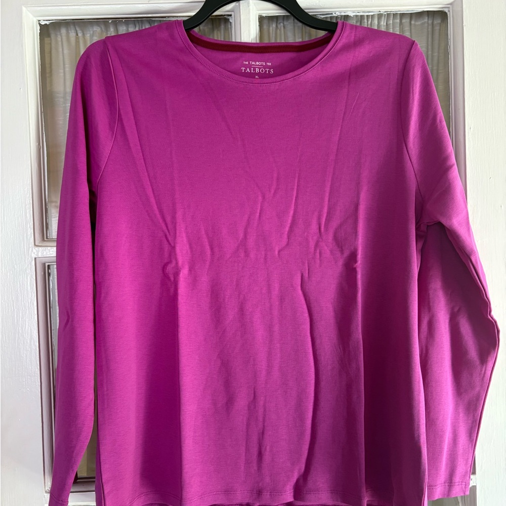 SOLD Talbots Crew Neck Long Sleeve 100% Pima Cotton Tshirt Pink, XL